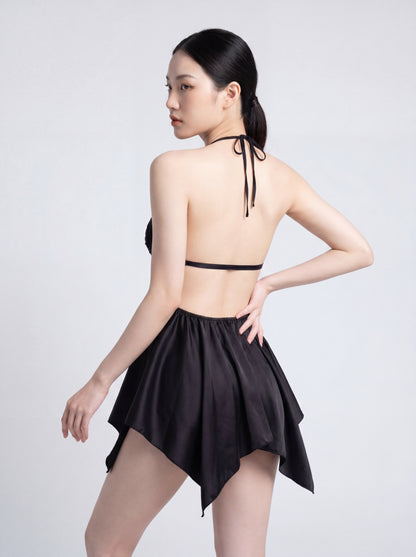 Butterfly Lace-Cup Satin Babydoll