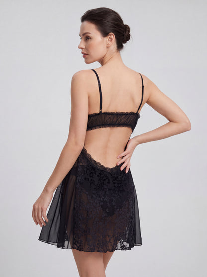 Floral Lace Pearl-Trim Chemise